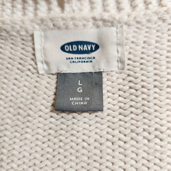 Old‎ Navy $45 Large Oversized Open Knit Cotton Blend Long Beige Ribbed Cardigan - Picture 7 of 11